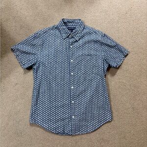 J. Crew Navy and White Hashtag button up dress Shirt